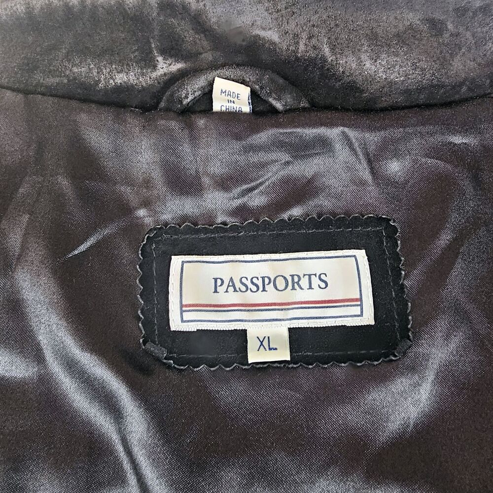 Passports XL Black Suede Leather Jacket - Picture 5 of 7